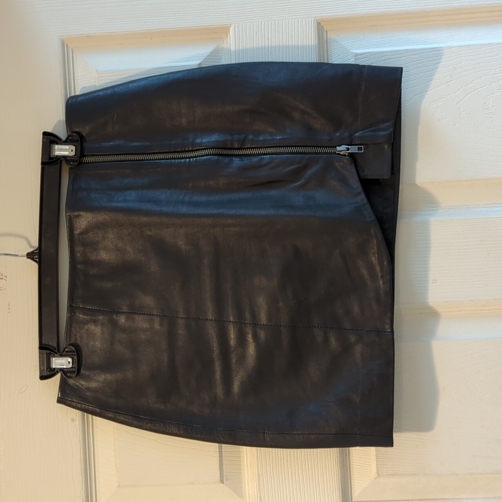 Real leather mini skirt